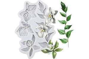 QDMOLDS Flower and Leaf Silicone Mold Flower Fondant Molds for Cake Decoration Cupcake Topper Candy Chocolate Gum Paste Polym