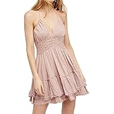 R.Vivimos Women's Summer Ruffles V Neck Backless Beach Short Dresses