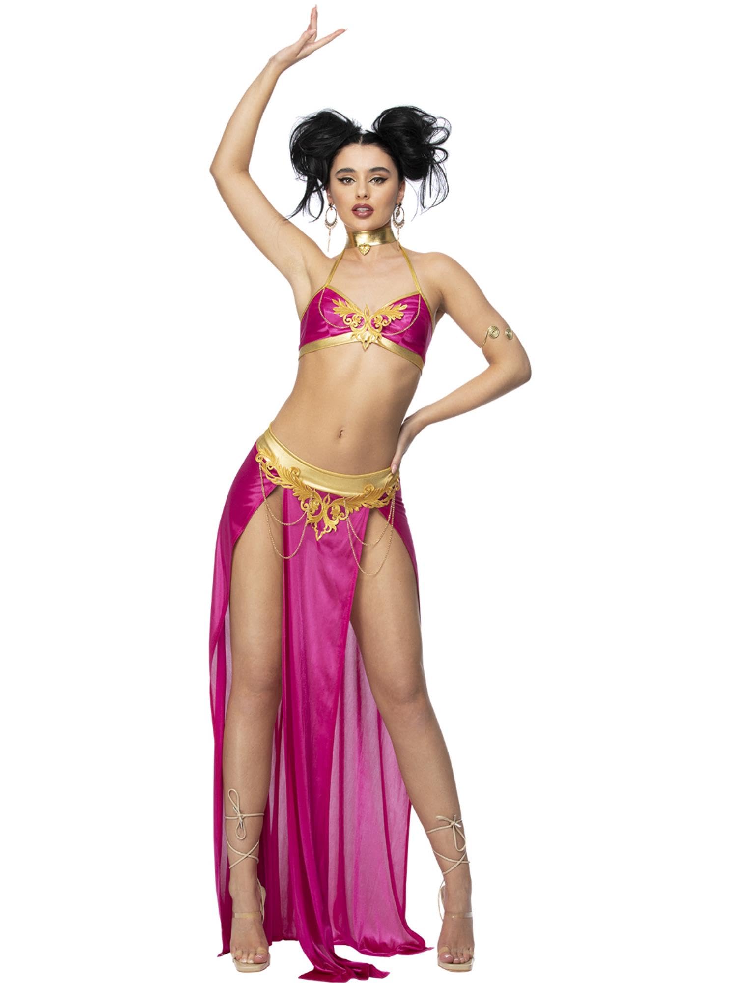 Smiffys Fever Slave Princess Costume Bralette, Skirt, Choker & Arm Wrap, Fever Fancy Dress, Fever Dress Up Costumes
