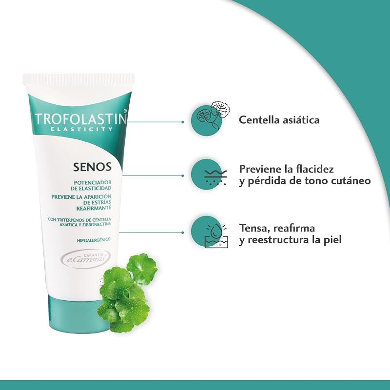 Trofolastin - firmador de seios - creme anti-estrias para seios, reestrutura e estica a pele - com centella asiática - 75 ml