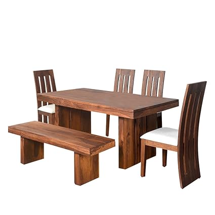 @home by Nilkamal Delmonte Six Seater Dining Table Set (Brown)