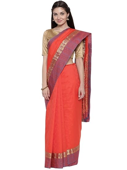 Womens Dharmavaram Silk Saree with Running Blouse (CCMYSS8519_Orange)
