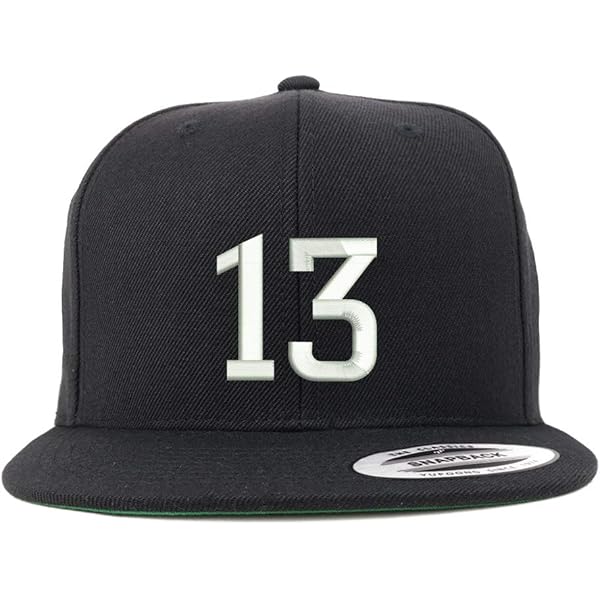 Trendy Apparel Shop Number 13 White Thread Embroidered Flat Bill