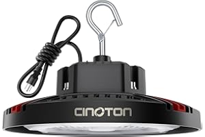 CINOTON 160W UFO LED High Bay Light, Aluminum LED Shop Lights with 24000LM, 5000K Commercial Bay Lighting for Warehouse Garage Workshop Factory, 6' Cable & Safety Rope, ETL Listed 1 Pack