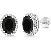 Gem Stone King 3-5 Cttw Gemstone Birthstone Halo Earrings For Women | 9X7MM Oval Cut | 925 Sterling Silver | Fine Jewelry Gifts for Her Mom Women Wife