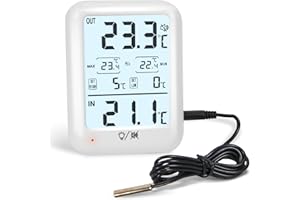 Digital Freezer Thermometer Fridge Temperature with Alarm, Backlight, Magnet, Power On/Off, Max/Min Temperature for Home, Res