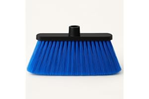 Healing Atlas LUZIA Blue 14" High-Density Push Broom Head – Soft Flagged Tips – Universal 7/8" Thread – Indoor/Outdoor – Eco-Friendly Recycled PP (Blue, LUZIA)