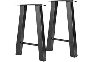 HighFree 2PCS Metal Furniture Decory Legs, Industry Rustic Square Tube Table Legs, Heavy Duty Iron Chair Bench Legs, Dining Table Legs, DIY Iron Bench Legs (H-Shape 16" H)