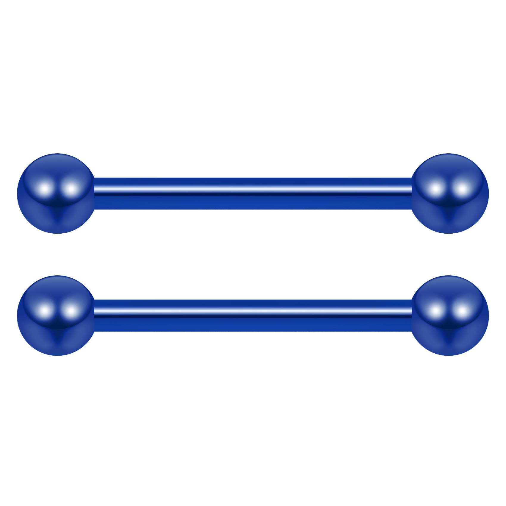 Bling Piercing 2pc 1.2mm 16g Barbell Cartilage Earring Stud Vertical Anti Tragus Triple Forward Helix Bar Surgical Steel Lobe 3mm Ball Blue - 12mm