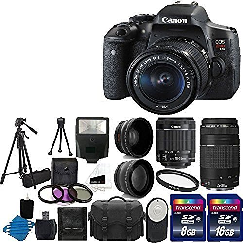 Canon-EOS-Rebel-T6i-242MP-Digital-SLR-Camera-Bundle-with-Canon-EF-S-18-55mm-f35-56-IS-STM-Image-Stabilizer-Zoom-Lens-EF-75-300mm-f4-56-III-Telephoto-Zoom-Lens-and-Accessories-18-Items