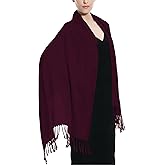 Glory Max Women Large Soft Silky Pashmina Shawl Wrap Scarf in Plain Solid Colors