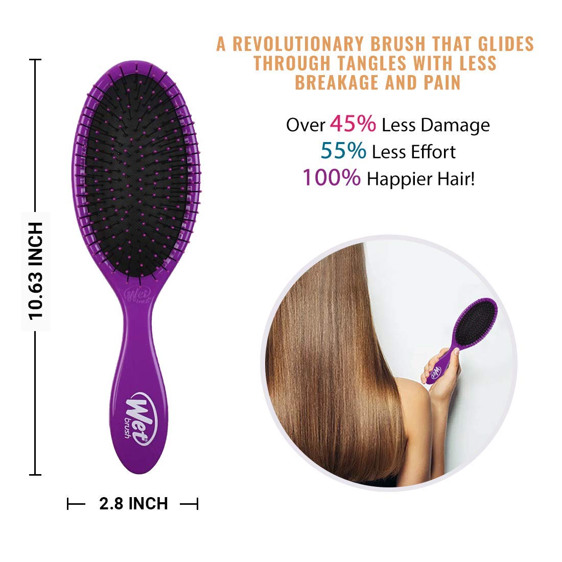 Wet Brush Original Detangler Hair Brush - Purple - Exclusive Ultra-soft IntelliFlex Bristles - Glide Through Tangles With Ease For All Hair Types - For Women, Men, Wet And Dry Hair : Beauty
