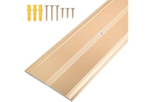 Jiekayi Aluminum Floor Transition Strip Doorway Threshold T Molding Trim Floor Flat Divider Strip for Door Threshold and Joining Flooring Gaps Carpet Vinyl Floor Transition (36 x 4.0in, Copper Gold)