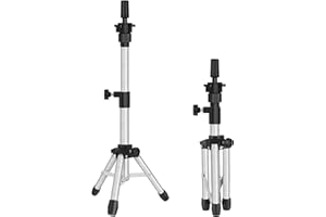 AliLeader Mannequin Head Stand Tripod for Mannequin Head Wig Stand Tripod Wig Head Stand for Training Heads and Canvas Block Head (25Inch,Silvery)