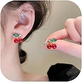 Cherry Earrings for Women Cherry Stud Earrings 3D Red Cherrys Earring Dangle Fruit Earring for Women Cherrys Jewelry Gifts