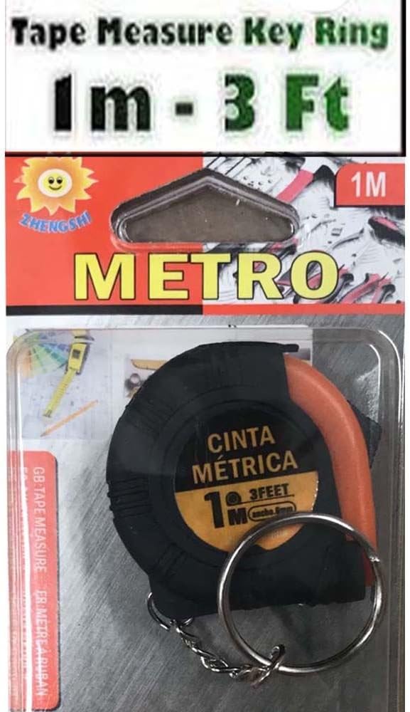 Top Rated Mini Tape Measure 1m / 3ft Keyring - Measuring Ruler Keychain - Orange