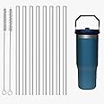 Replacement Straws for IceFlow Stainless Steel Tumbler, 8 Pack Reusable Straws Plastic Straws with Cleaning Brush Compatible with Stanley IceFlow 30oz Tumbler Stanley Flip Straw Tumbler