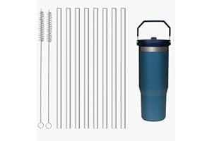 MLKSI Replacement Straws for IceFlow Stainless Steel Tumbler, 8 Pack Reusable Straws Plastic Straws with Cleaning Brush Compatible with Stanley IceFlow 30oz Tumbler Stanley Flip Straw Tumbler