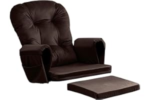 Osunnus 5PCS Glider Rocker Replacement Cushions Thick Soft Velvet Glider Cushions Replacement Set with Ottoman Cushion and Storage Pockets, Brown