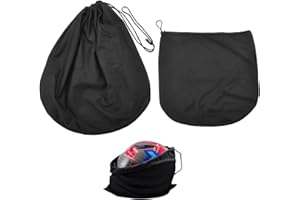 Helmet Bag Drawstring 2-Pack 47x43cm Black Soft Lined Lightweight Nylon Storage Sack for Motorcycle Full-Face Helmet Basketba