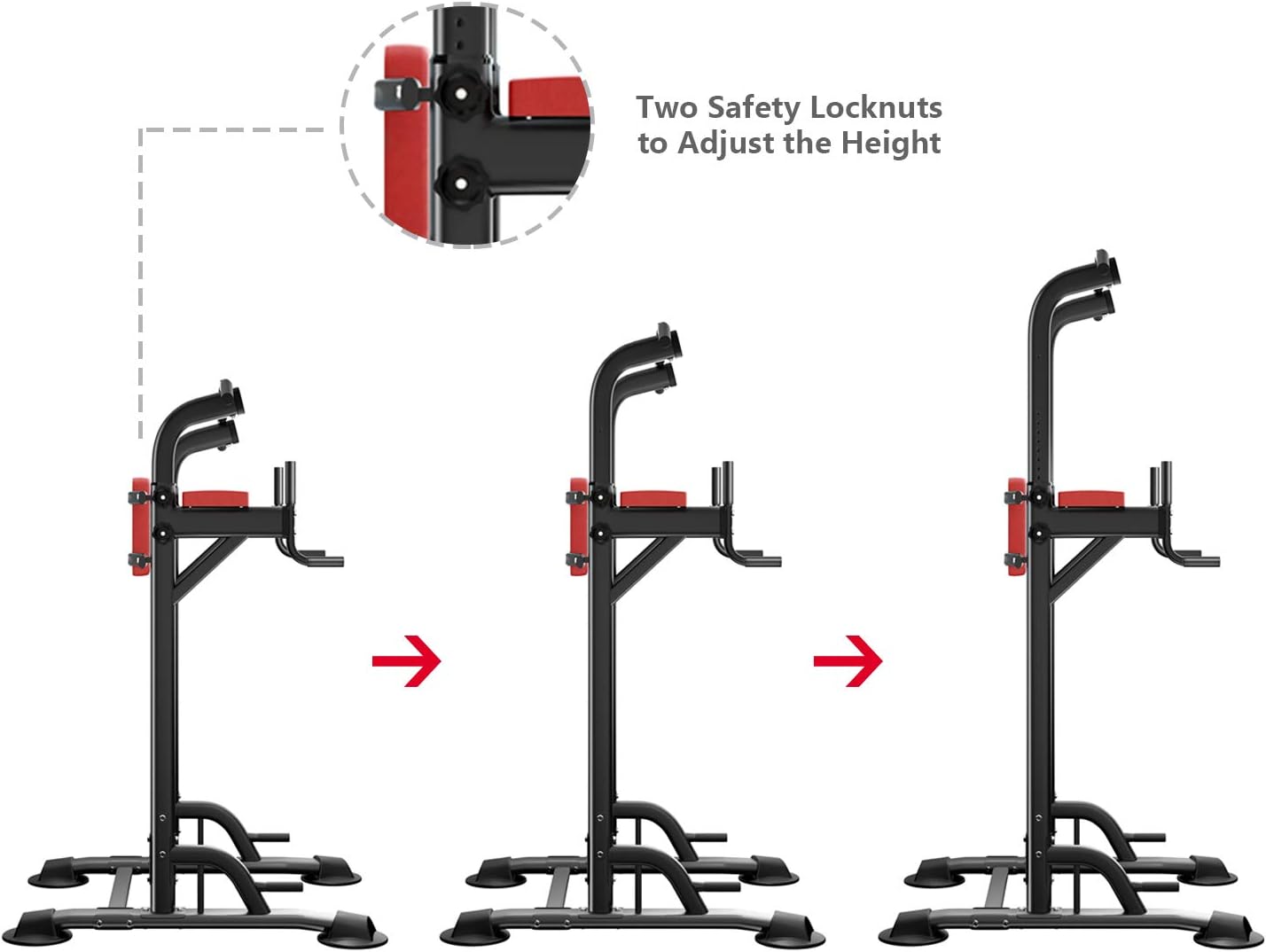 ZENOVA Power Tower Pull Up Bar Station - Dip Stand Pull up Tower Height Adjustable Strength Training Equipment for Whole Body Workout : Sports & Outdoors