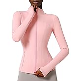 Locachy Women's Slim Fit Full Zip Athletic Running Sports Workout Jacket with Thumb Holes