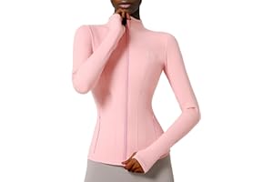 Locachy Women's Slim Fit Full Zip Athletic Running Sports Workout Jacket with Thumb Holes