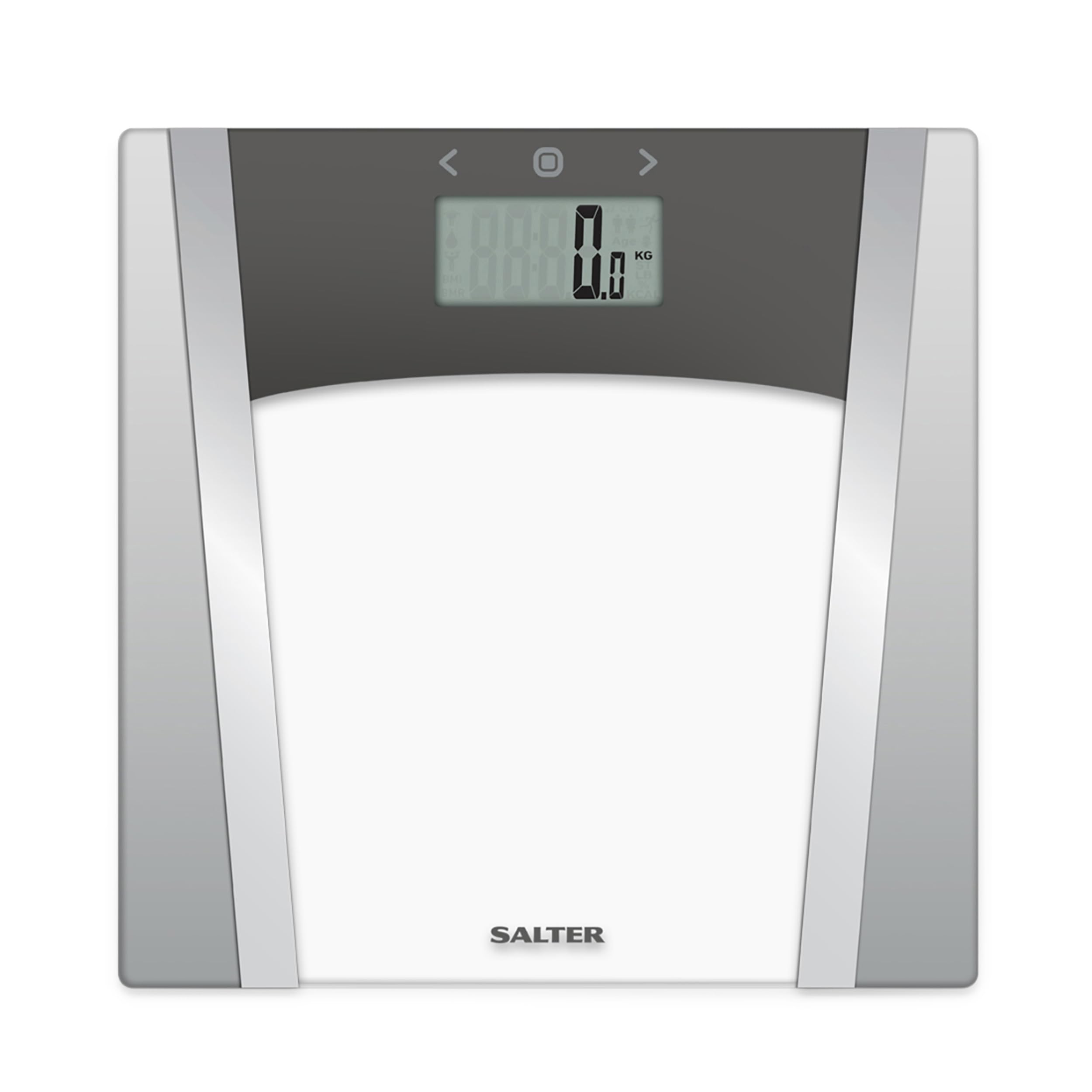 Salter 9127 SVSV3R Bathroom Analyser Scale - Glass Display, Weighing Scale for Body Fat, Body Water, Muscle Mass, Bone Mass, BMI & BMR, 10 User Memory, Athlete Mode, Batteries Included,180 Kg Capacity