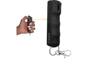 Mace Pepper Spray - Maximum Police Strength OC with UV Dye, Fast Flip Top, Ergonomic Finger Grip, Easy Carry Keychain, 12 Feet Range, 0.42 oz Compact Model, Self Defense Pepper Spray for Women & Men