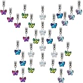 PH PandaHall 30pcs Butterfly Glass Charms Pendants, 5 Colors Faceted Butterfly Crystal Dangle Charms with Bail Hanger Large Hole Transparent Beads for Necklace Earrings Bracelets Keychains Jewelry