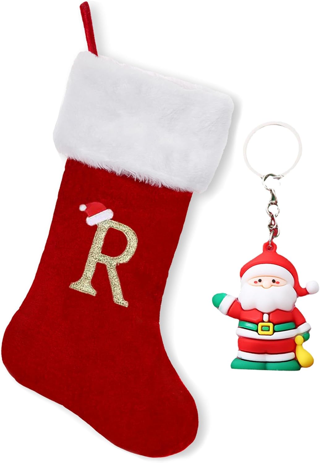 Stockings & Holders - ZGCYSMHT Personalized Initials Christmas Stockings 18 Inches Family Embroidered Initial Christmas Stockings Fireplace Hanging for Holiday Xmas Party Decor（Red R）