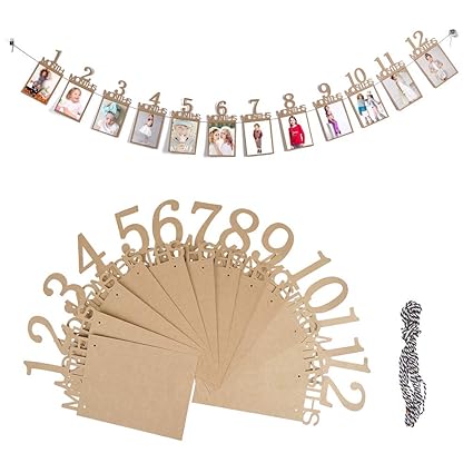 OFNMY Baby Ersten Geburtstag Girlande, Foto Banner für erste heilige Kommunion, Baby-Dusche, Taufe, Taufe, Party Dekor, hänge