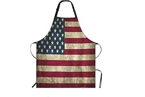 WONDERTIFY Rustic Usa Flag Vintage American Patriotic Us Flgas Apron, Bib Apron with Adjustable Neck for Men Women,Suitable for Home Kitchen Cooking Waitress Chef Grill Bistro Baking BBQ Apron