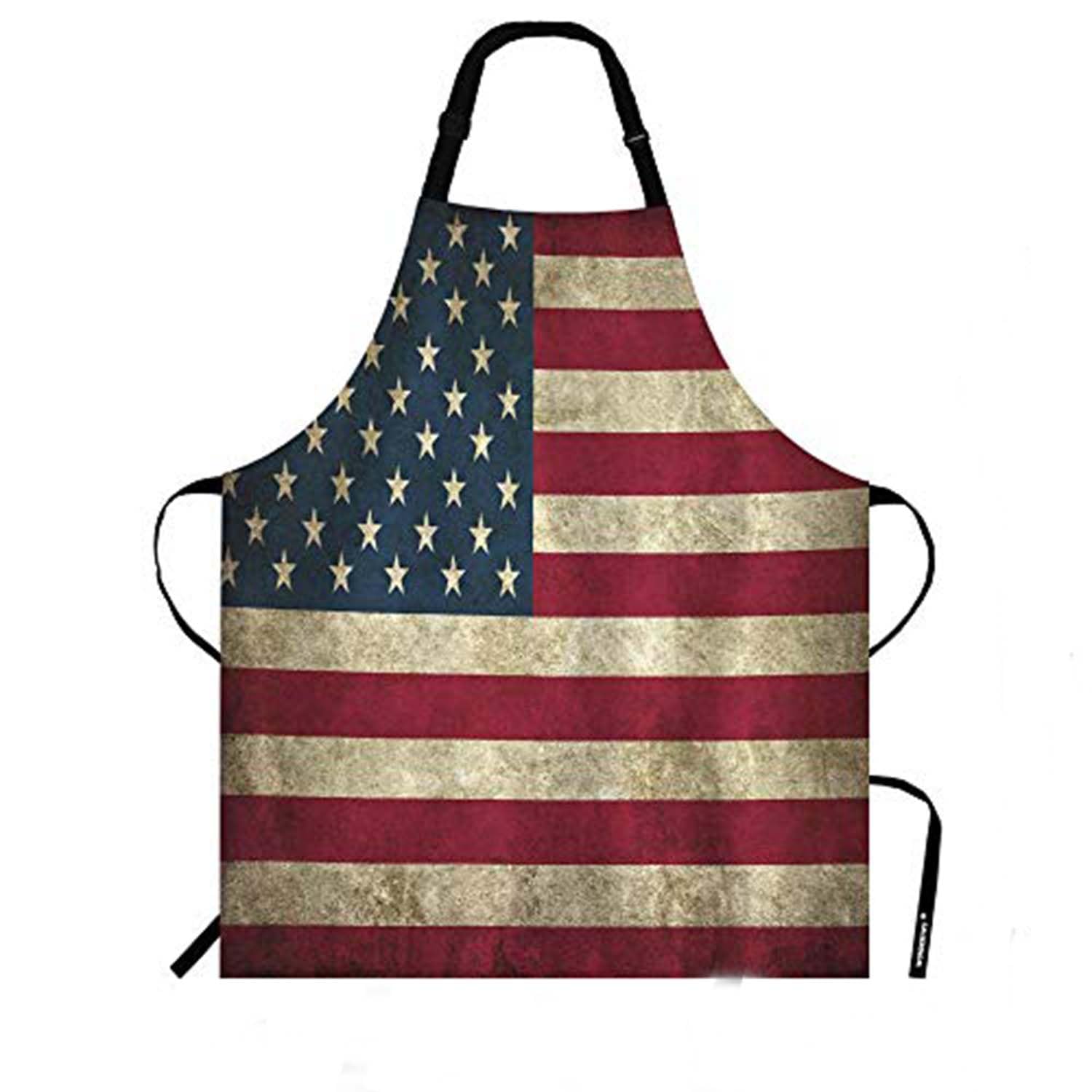 WONDERTIFY Vintage American Flag Apron with Adjustable Collar for Men and Women