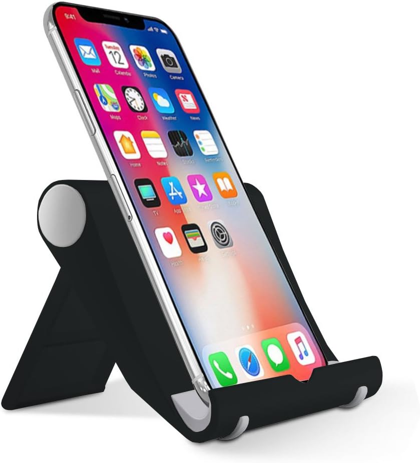 ANCOOLE Desktop Phone Stand Holder with Adjustable Angle Design for iphone X/8/7/6 Plus Samsung Galaxy S9 S8 Note 8, S7 Edge and Tablet (Black)