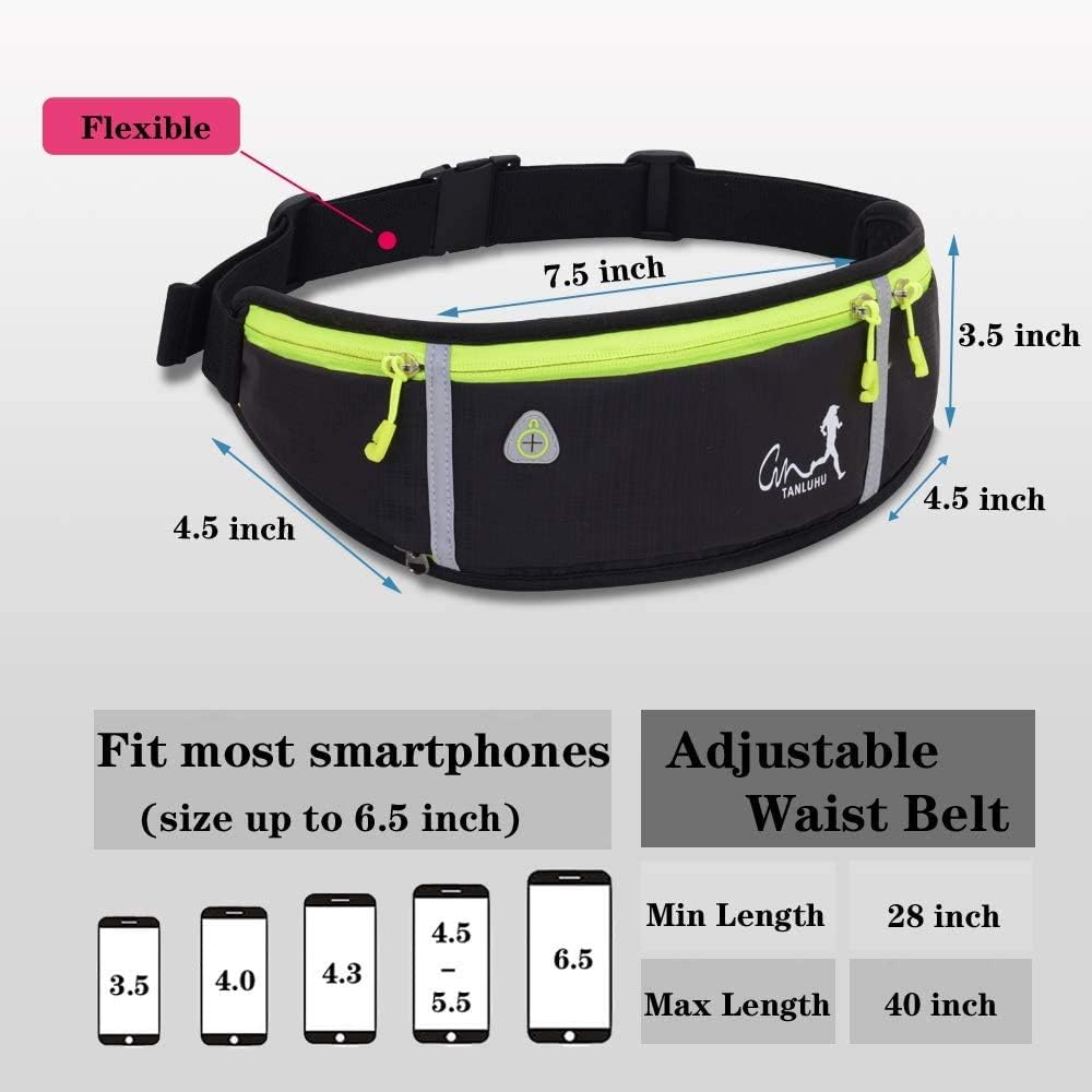 TuTuShop Lightweight Running Belt Adjustable Running Waist Pack with Elastic Strap Running Pouch Phone Holder Accessories for iPhone Samsung,Workout Fanny Pack for Men/Women (Black) - Image 3