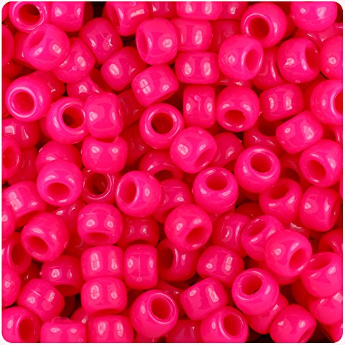 BeadTin Magenta Neon Bright 9mm Barrel Pony Beads (500pcs)
