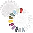 siyuwuro 20Pcs False Nail Swatches Wheels for 360 Color Nail Tips Acrylic Nail Art Polish Display Nail Practice Tips Board for Manicure, Home DIY/Nail Art Salon Show, Clear