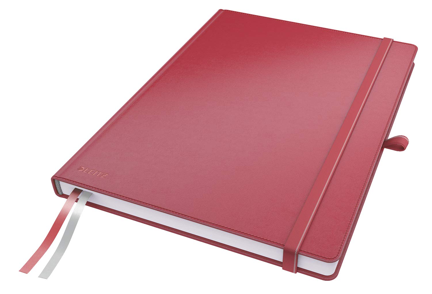 Leitz Complete Notebook A4 Lined, 160 Pages, 80 Sheets, Hardcover, 100 g/m² Paper FSC Certified, Fastener, Bookmark, Pen Loop, Red, 44720025