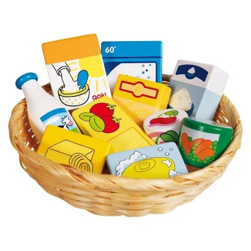 GoKi Toy Shop Miniatures in Basket includes Food and Household Goods