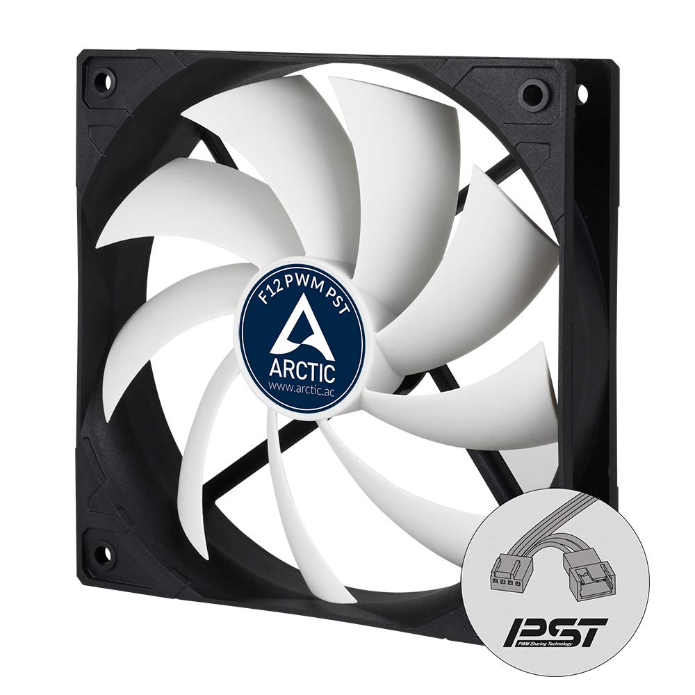 ARCTIC F12 PWM PST - 120 mm PWM PST Case Fan with PWM Sharing Technology (PST), quiet motor, Computer, Fan Speed: 230-1350 RPM - Black, White