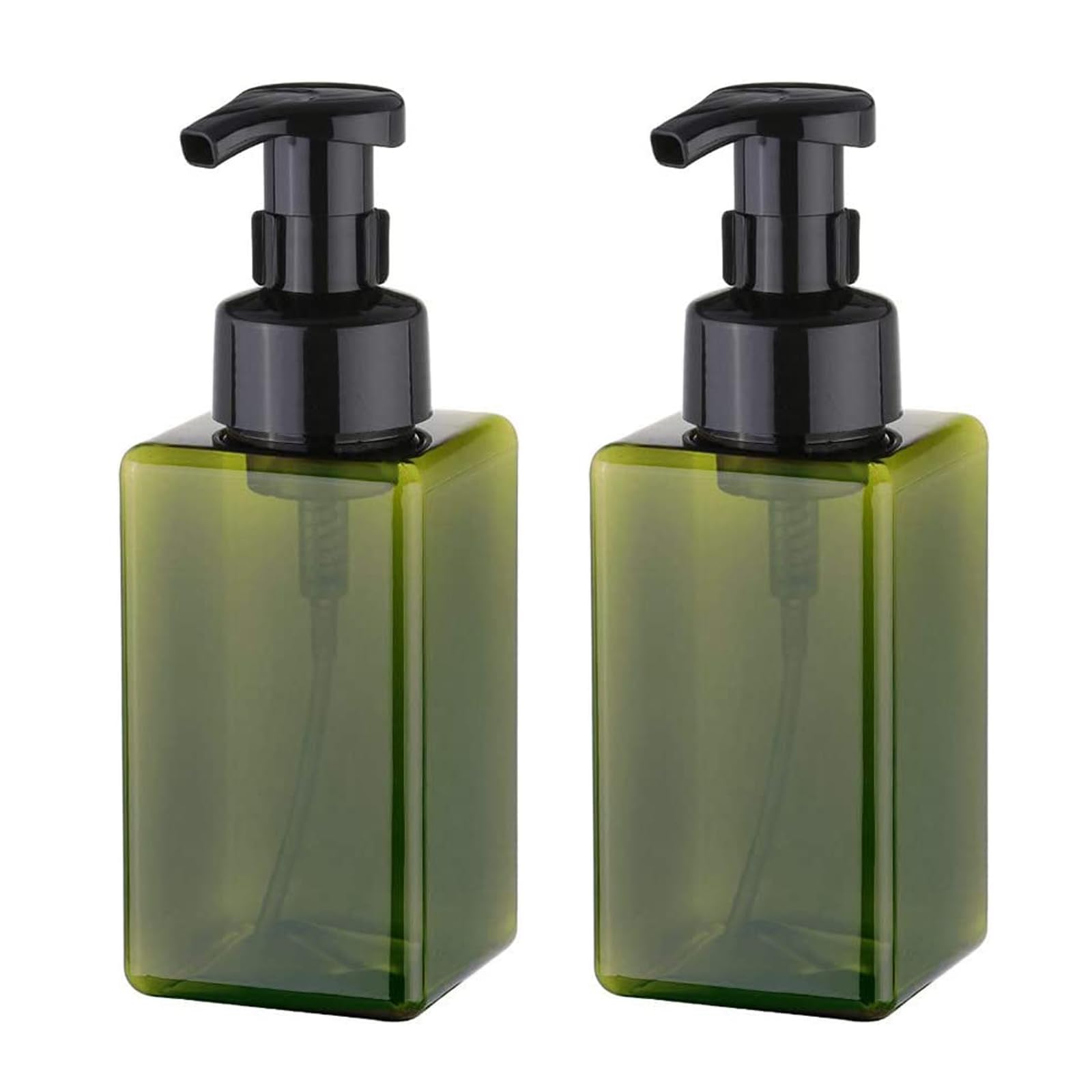 Apstaqeoo Foaming Soap Dispenser, 2Pcs 450ml Hand Soap Dispenser Refillable Foam Soap Liquid Pump Bottles Empty Plastic Shampoo Body Wash Container for Bathroom, Kitchen, Hospital, Clinic (Green)