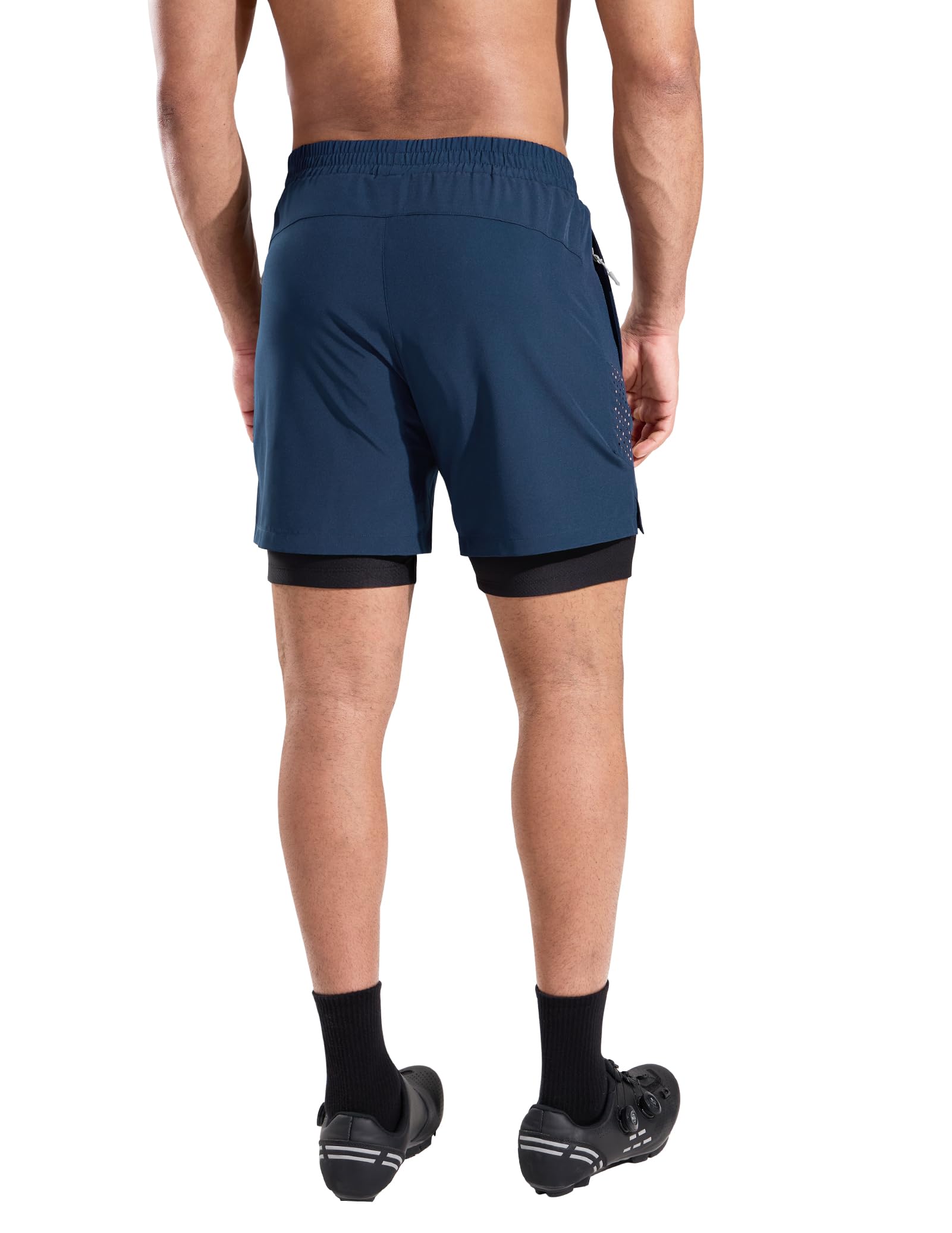 Nepest Mountainbike Hose Herren Kurz MTB Shorts Gel Bike Shorts Herren Tasche Radlerhose Fahrradhose Weltraum Blau,L 2