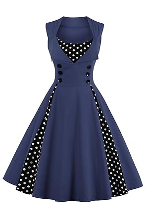 MisShow Damen 50er Jahre Rockabilly Kleid Vintage Kleid Pin up Audrey Hepburn Gr.S~4XL