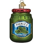 Old World Christmas Jar of Pickles Glass Blown Ornament for Christmas Tree, Handcrafted Holiday Decoration, Food Collection