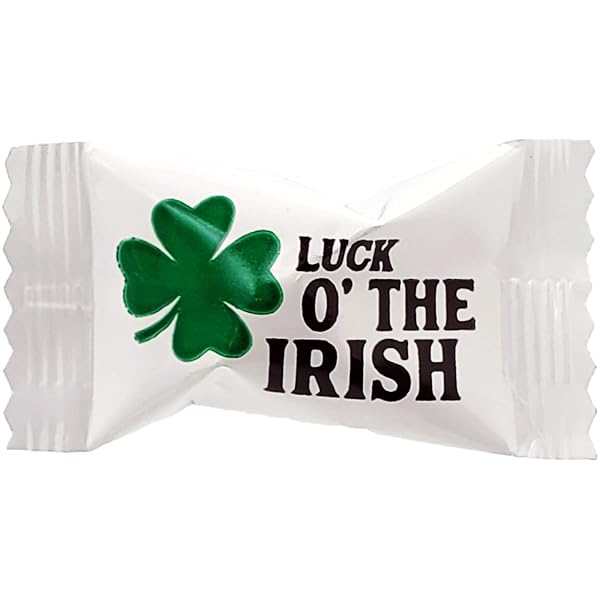 ST. PATRICK’S IRISH BUTTERMINTS, MINT CANDIES, PACK OF 55 AFTER DINNER MINTS, BUTTER MINT CANDY, GREEN LEPRAUCHAN DESIGN, FAT-FREE, INDIVIDUALLY WRAPPED (55 PIECES)