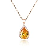 Linawe Citrine Crystal Chain Necklace for