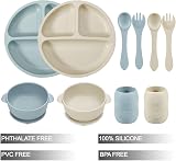PandaEar Silicone Baby Feeding Set 2 Divided Plates 2 Bowls 2 Sippy Cups view 2