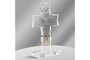 GGJGRPX Christian Acrylic Standing Memorial Cross, Religious Gift with Inspirational Words and Prayers for Encouraging Faith Hope Spiritual Growth, Gift for Your Friends Family