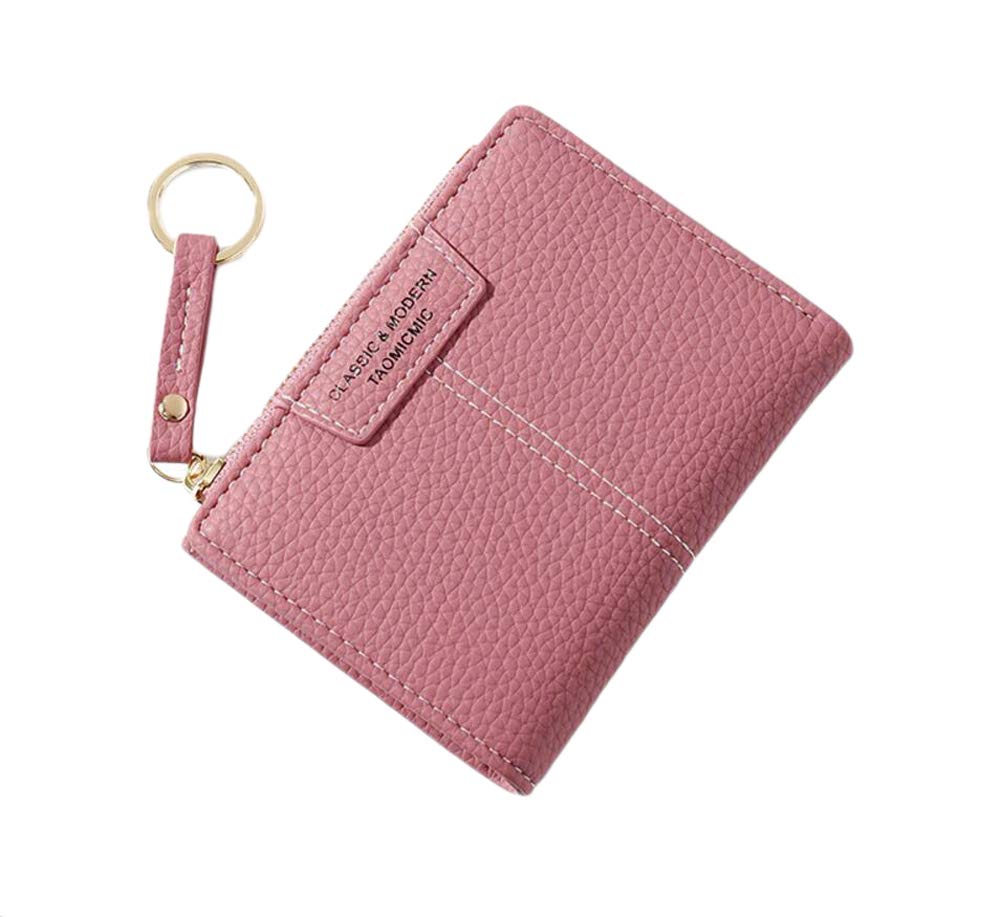 Oyccen PU Leather Coin Purse for Women Ladies Short Zipper Wallet Small Card Holder with Keychain